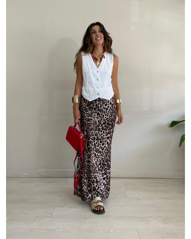 FALDA LARGA ELASTICA LEOPARDO