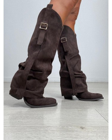 BOTA ALTA BROWN HEBILLA