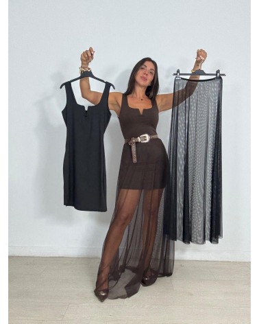 VESTIDO LICRA + FALDA TULL