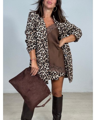 MAXI BLAZER UN BOTÓN LEOPARDO
