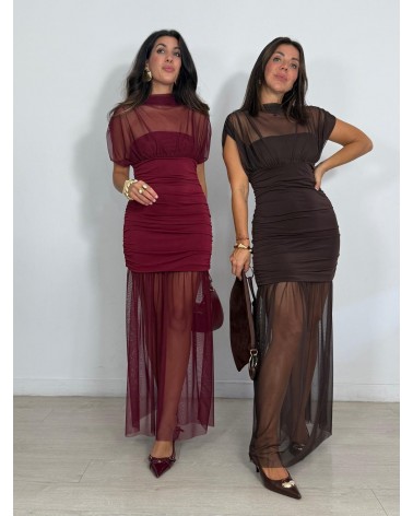 VESTIDO TULL DRAPEADO