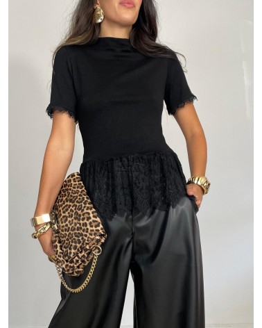 CAMISETA PUNTO BAJO ENCAJE