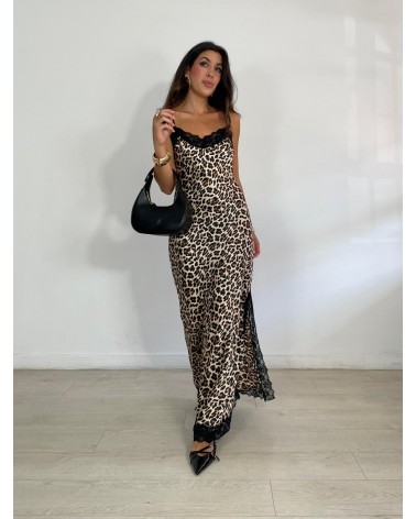 VESTIDO LARGO LENCERO LEOPARDO