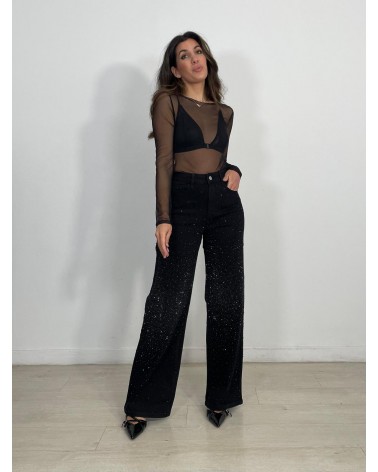 JEANS ANCHO STRASS NEGRO