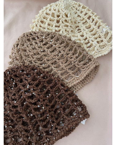 CASQUETE CROCHET LENTEJUELAS