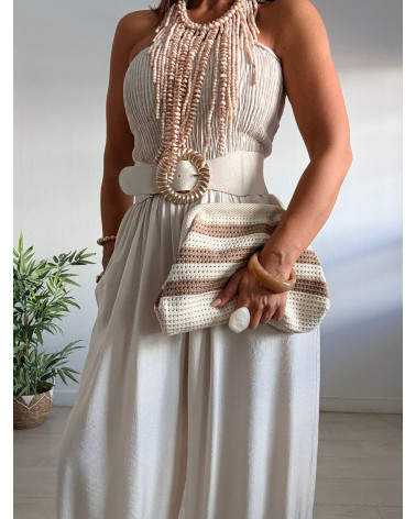 BOLSO CLUTCH PERFORADO RAYAS