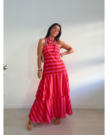 VESTIDO LARGO RAYAS ATADO...
