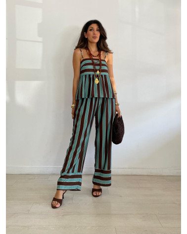 CONJUNTO RAYAS MARRON / AZUL