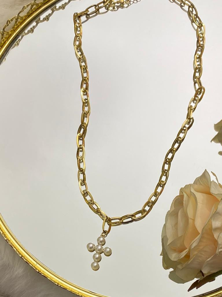 COLLAR CRUZ PERLAS