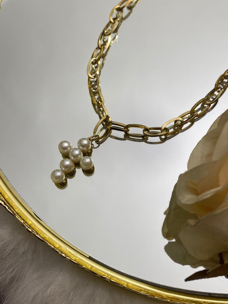 COLLAR CRUZ PERLAS