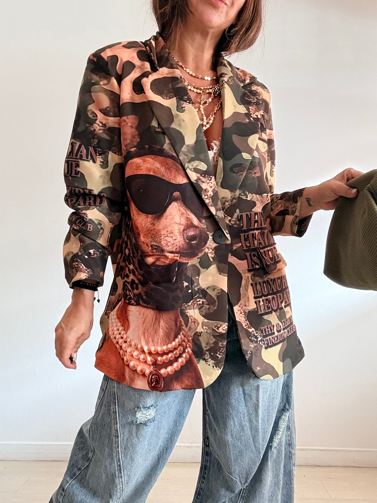 Maxi blazer dog camuflaje