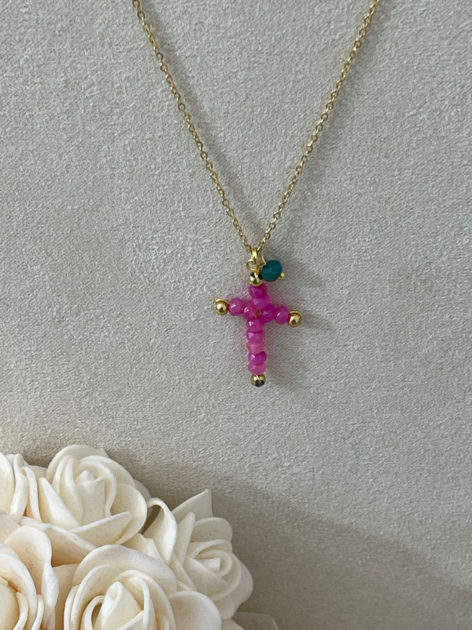 COLGANTE CRUZ ROSA