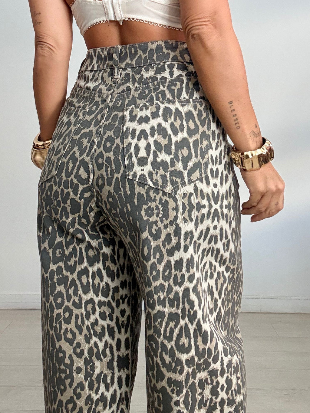 JEANS BALLOON LEOPARDO BEIGE/GRIS