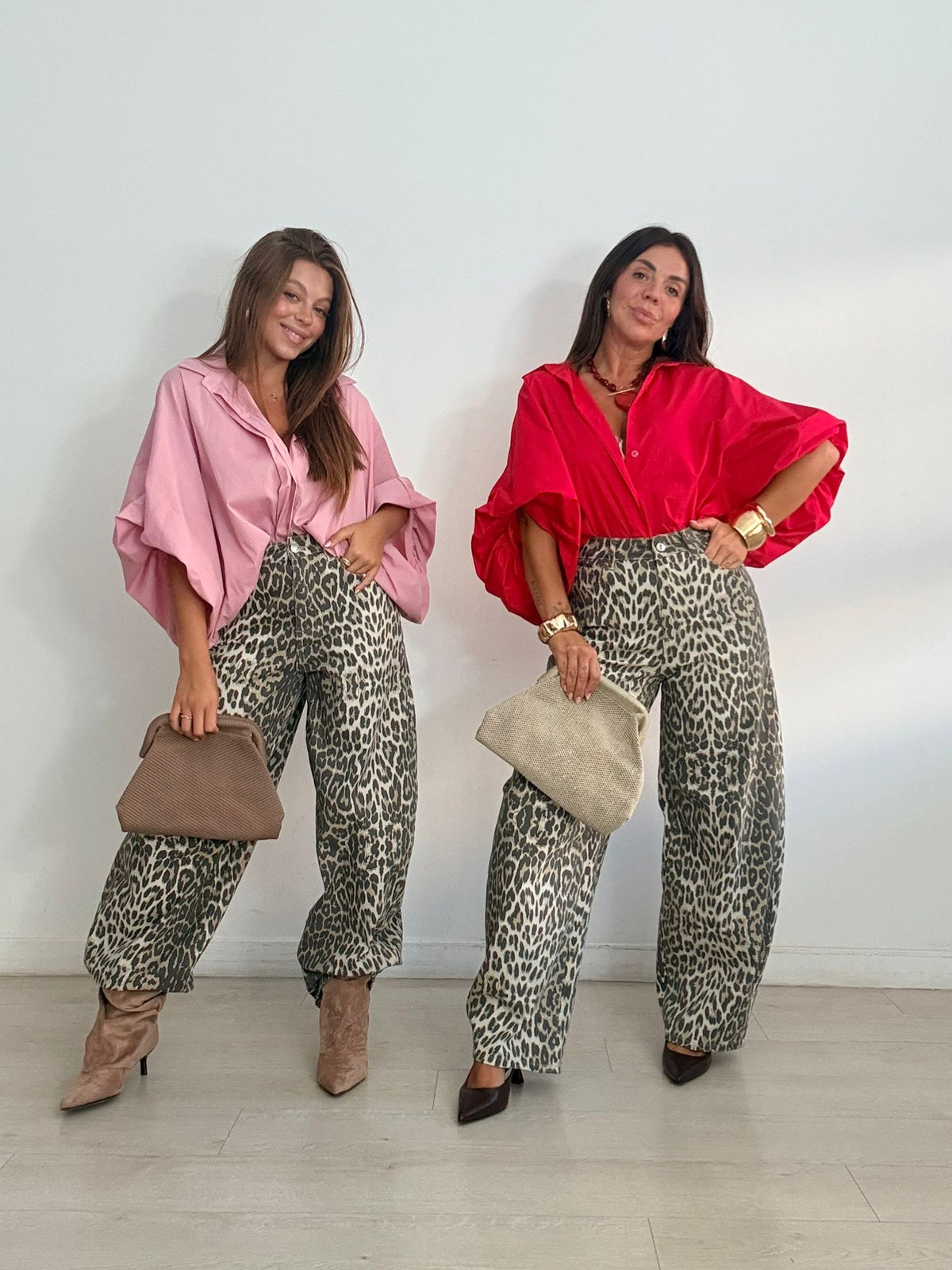 JEANS BALLOON LEOPARDO BEIGE/GRIS
