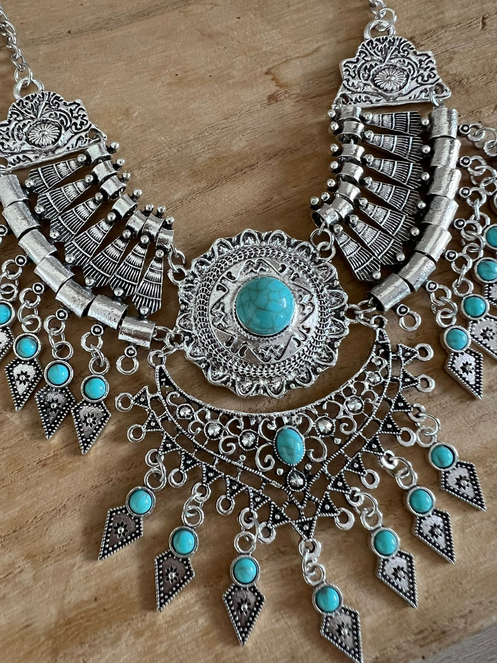 COLLAR PLATA PIEDRAS TURQUESA