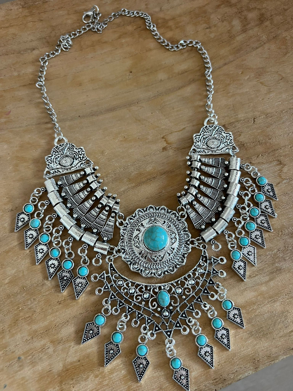 COLLAR PLATA PIEDRAS TURQUESA