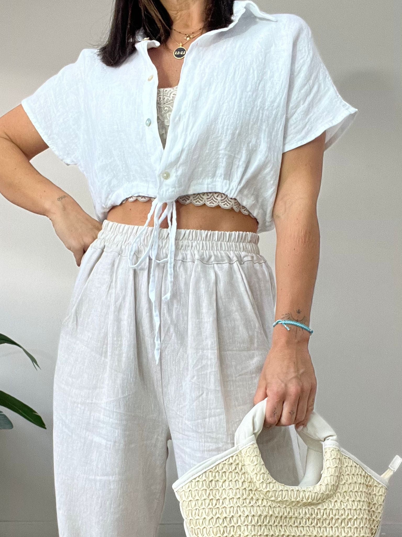BLUSA CORTA LINO