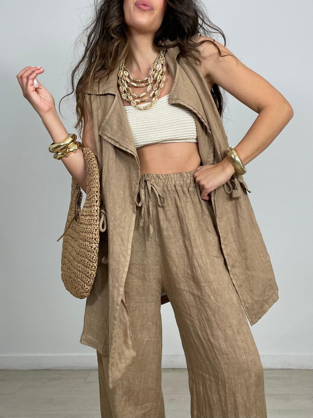 MAXI CHALECO LINO