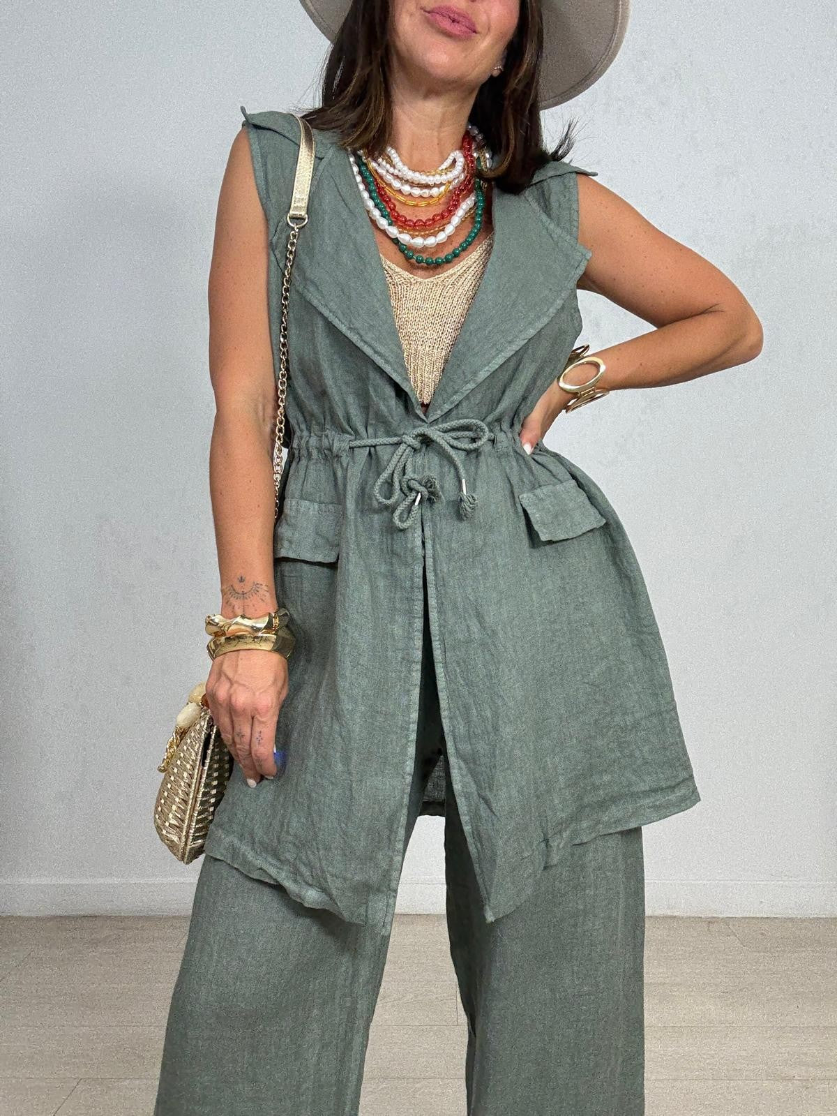 MAXI CHALECO LINO