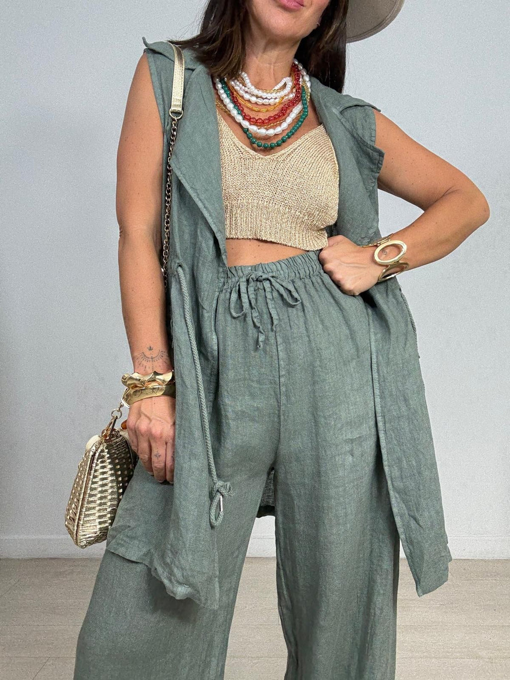 MAXI CHALECO LINO