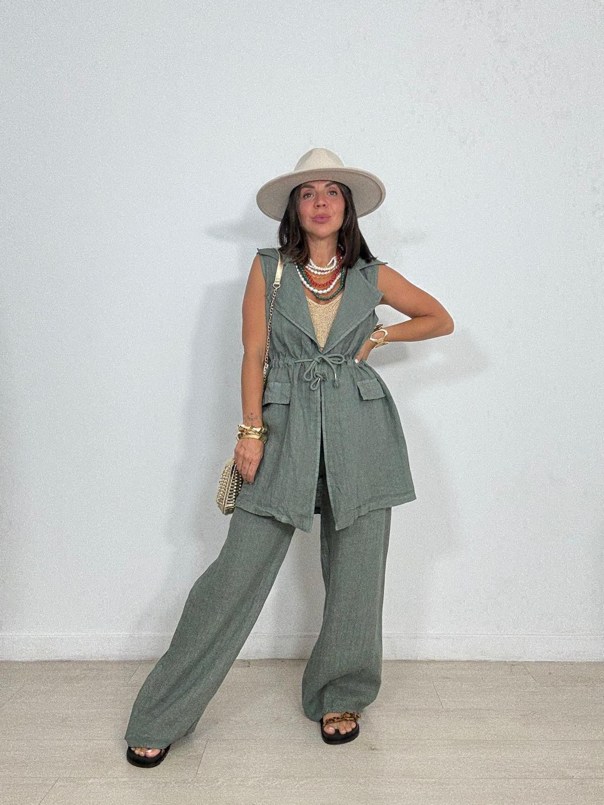MAXI CHALECO LINO