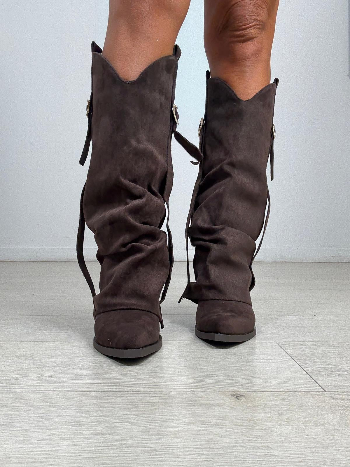 BOTA ALTA BROWN HEBILLA