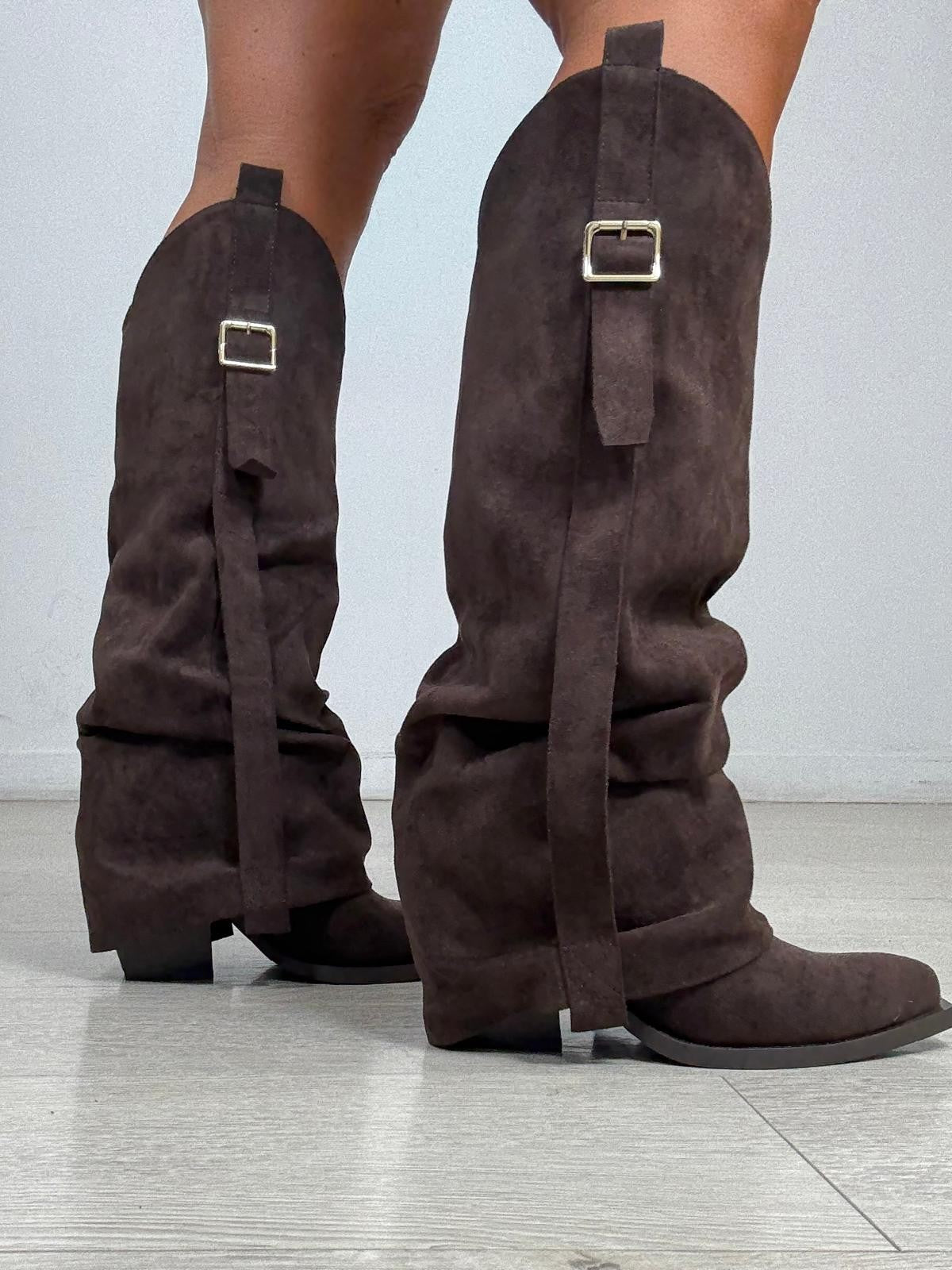 BOTA ALTA BROWN HEBILLA