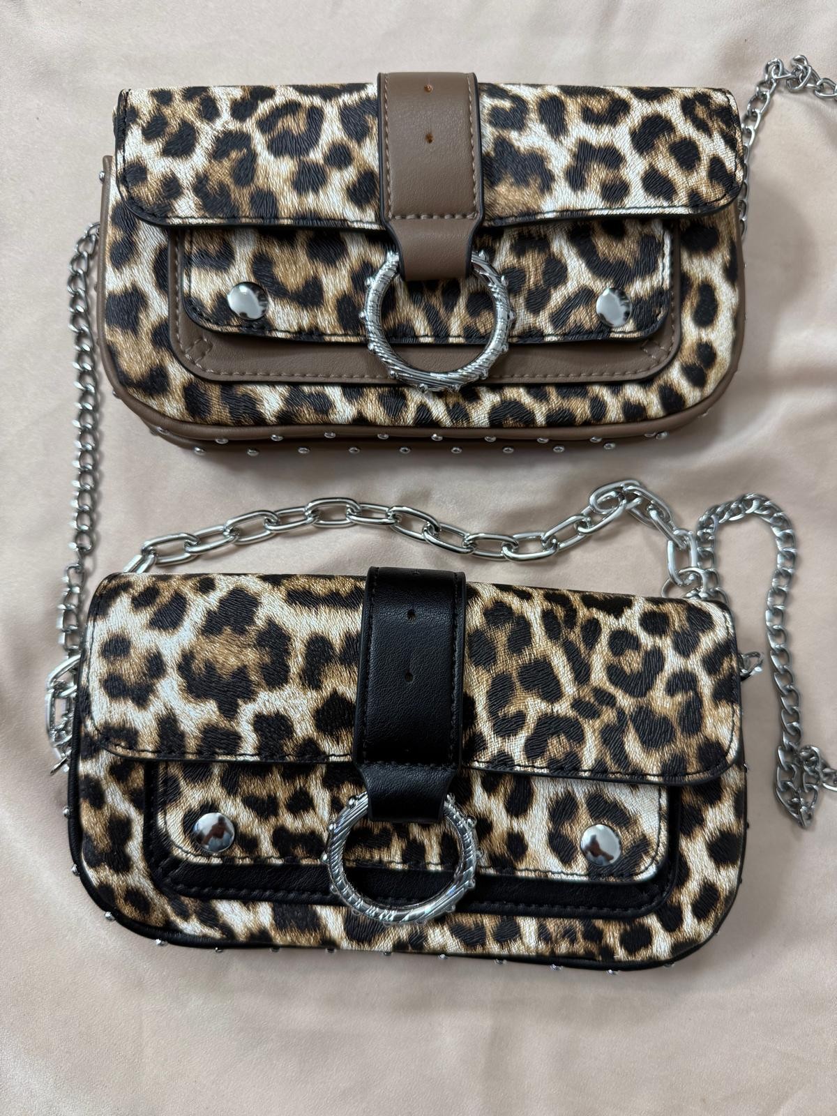 BOLSO LEOPARDO ARO PLATA