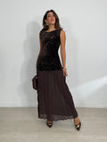 VESTIDO COMBINADO TERCIOPELO + BAJO PLISADO