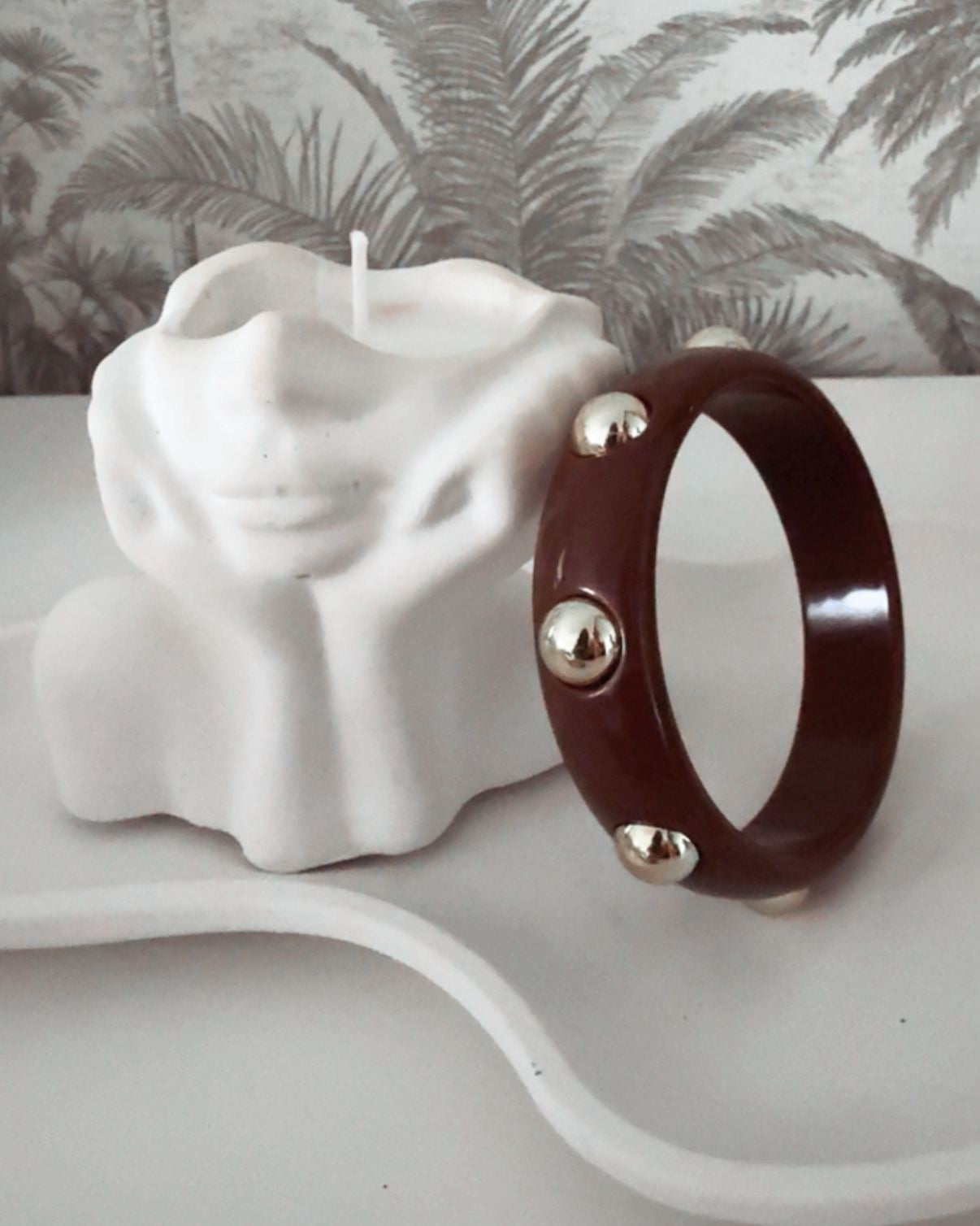 PULSERA FINA MARRON+TACHAS