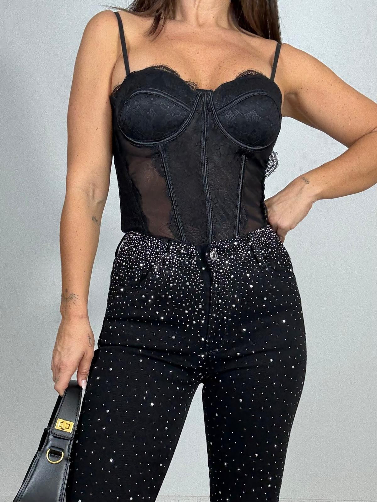JEANS PUSH UP STRASS NEGRO