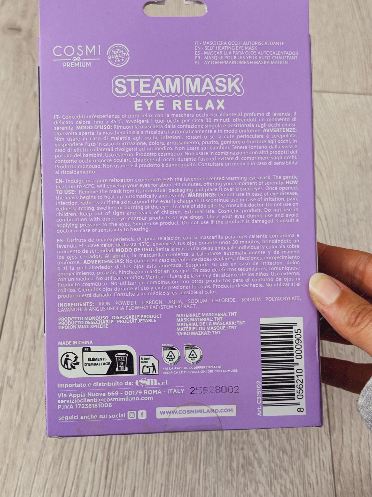 MASCARILLA RELAJANTE PARA OJOS (LAVANDA)