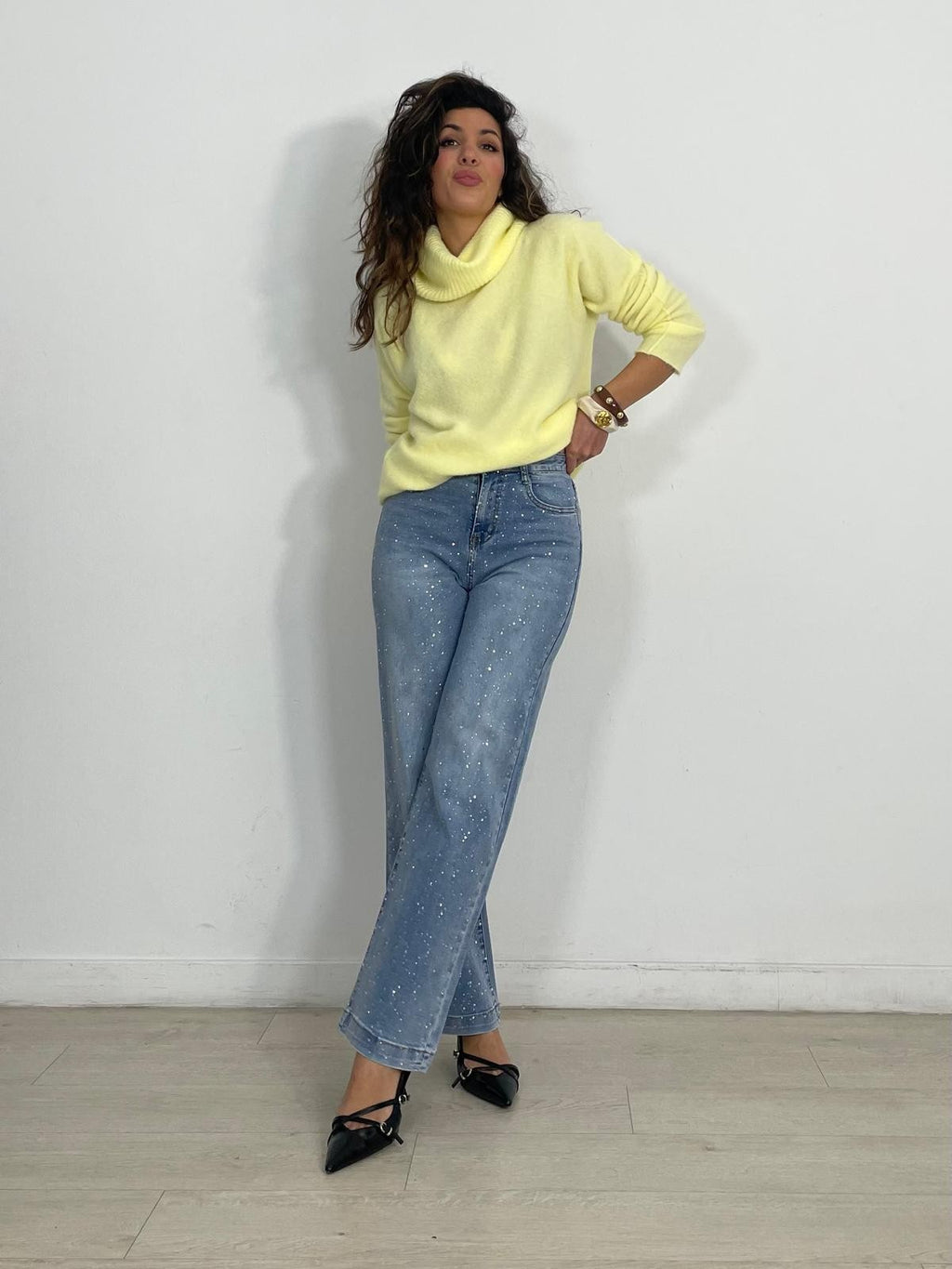 JEANS VAQUERO CLARO STRASS