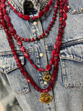 COLLAR PIEDRAS GRANATE 2 CORAZONES