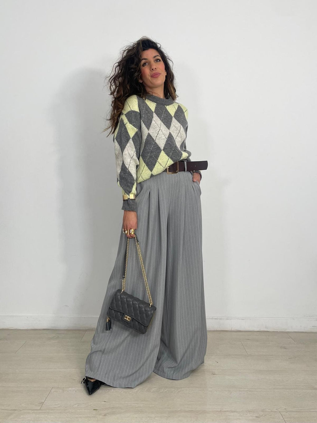 PANTALÓN ANCHO RAYAS + CINTURÓN