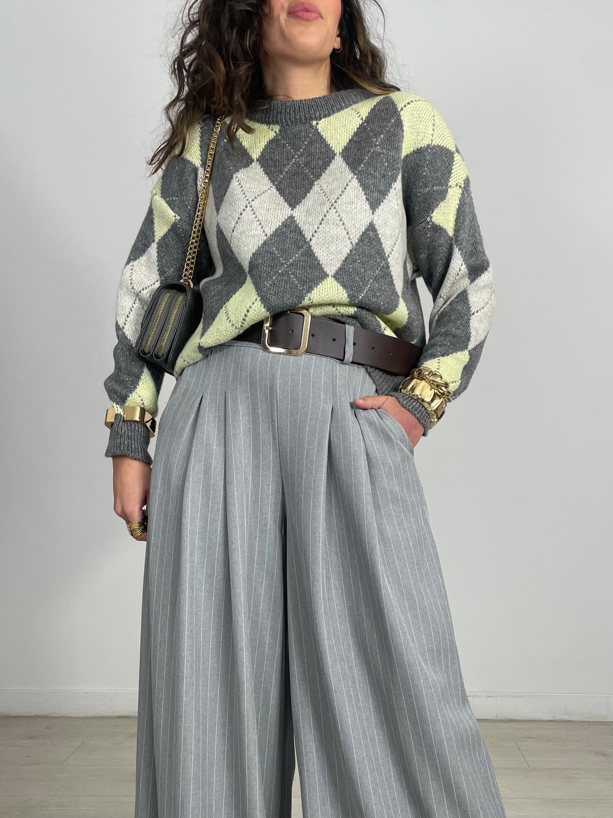 PANTALÓN ANCHO RAYAS + CINTURÓN