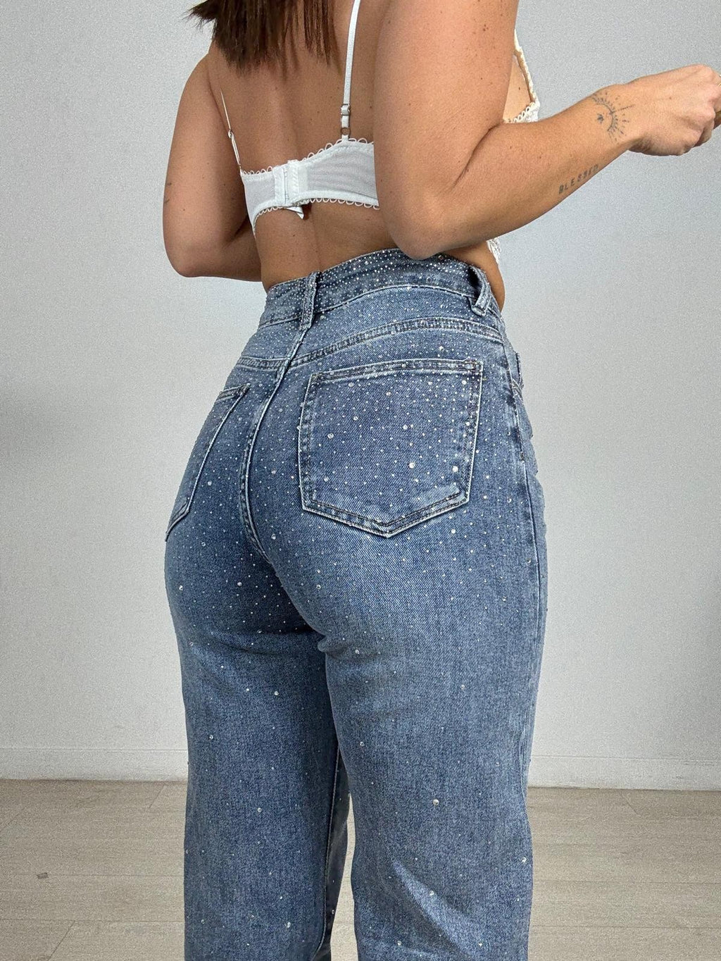 JEANS BLUE STRASS BALLOON