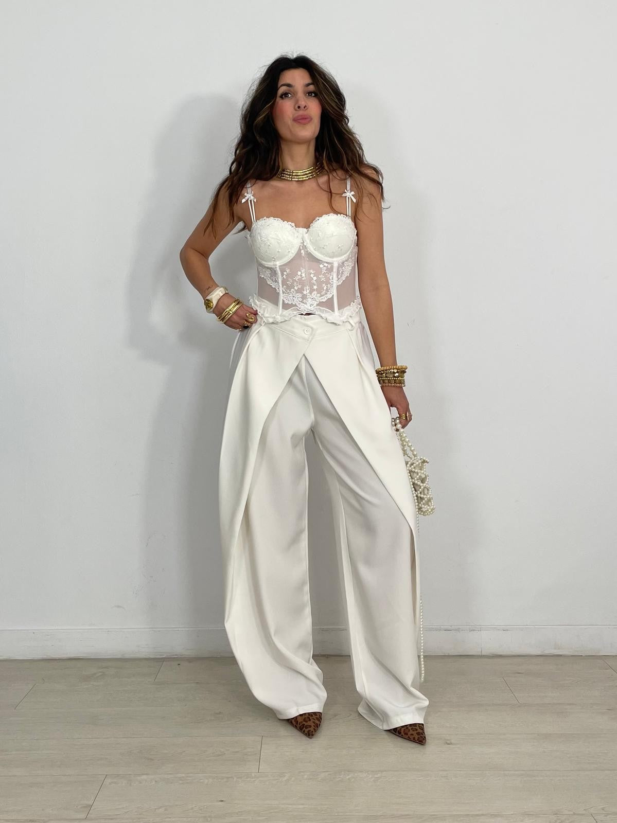 TOP CORSET ENCAJE Y LAZOS