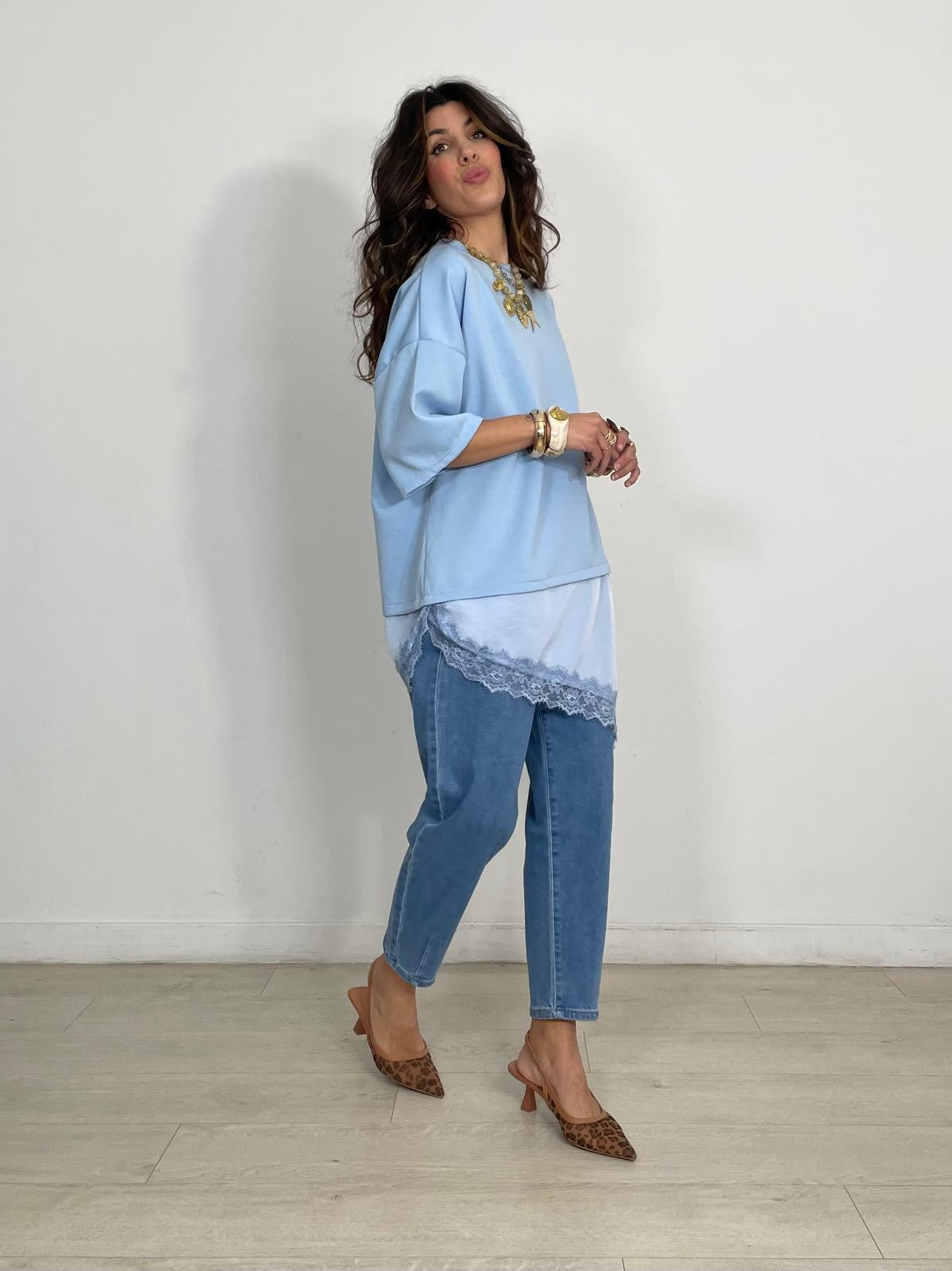 MAXI CAMISETA MANGA CORTA + BAJO PUNTILLA
