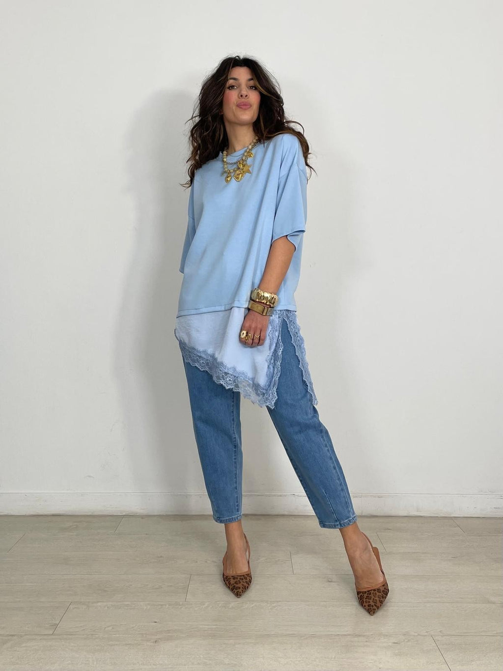 MAXI CAMISETA MANGA CORTA + BAJO PUNTILLA