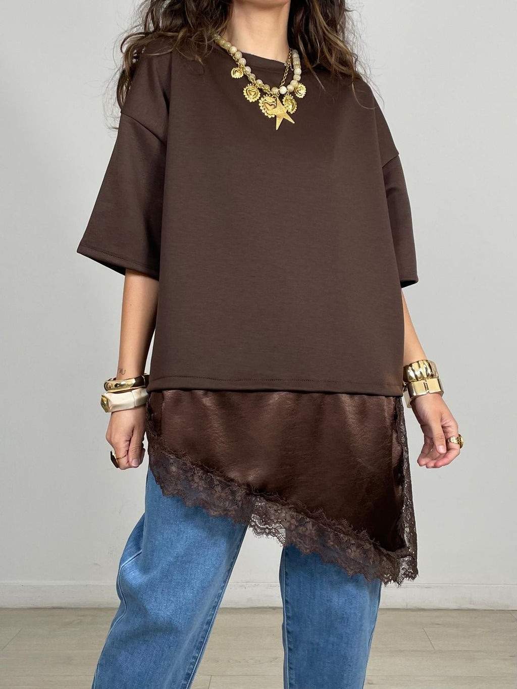 MAXI CAMISETA MANGA CORTA + BAJO PUNTILLA