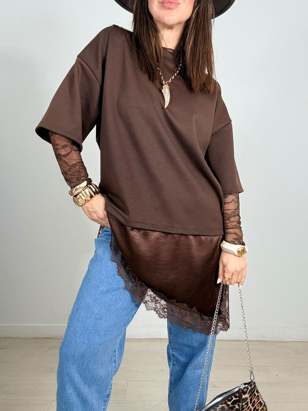 MAXI CAMISETA MANGA CORTA + BAJO PUNTILLA