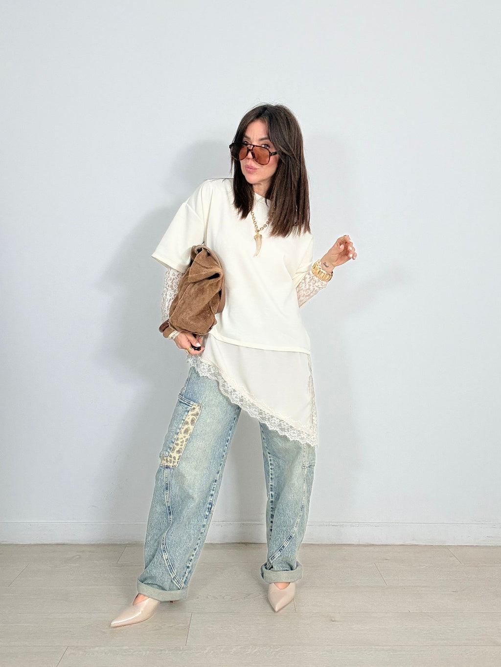 MAXI CAMISETA MANGA CORTA + BAJO PUNTILLA