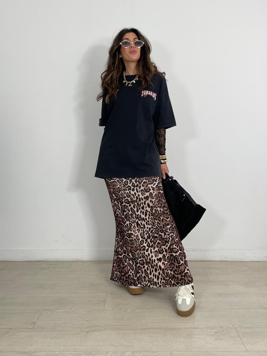 FALDA LARGA ELASTICA LEOPARDO