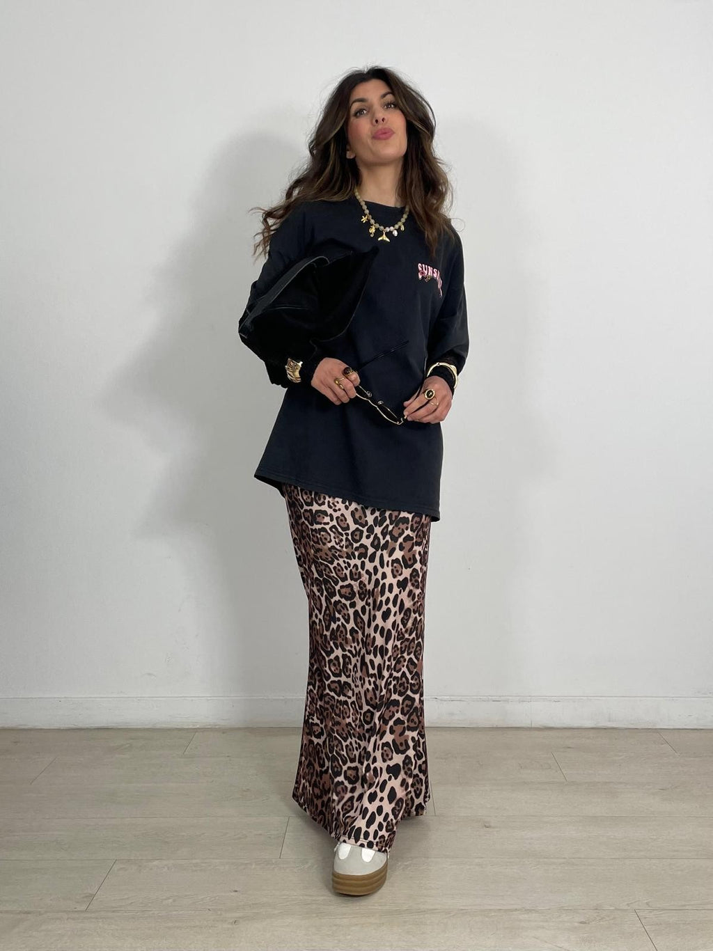 FALDA LARGA ELASTICA LEOPARDO