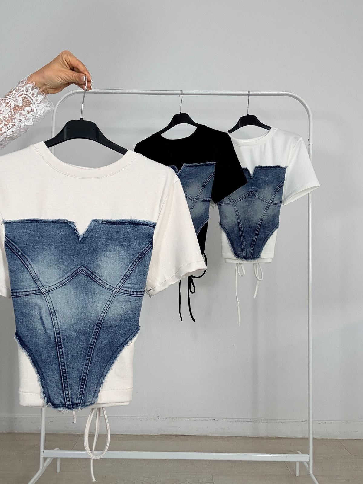 CAMISETA COMBINADA DENIM