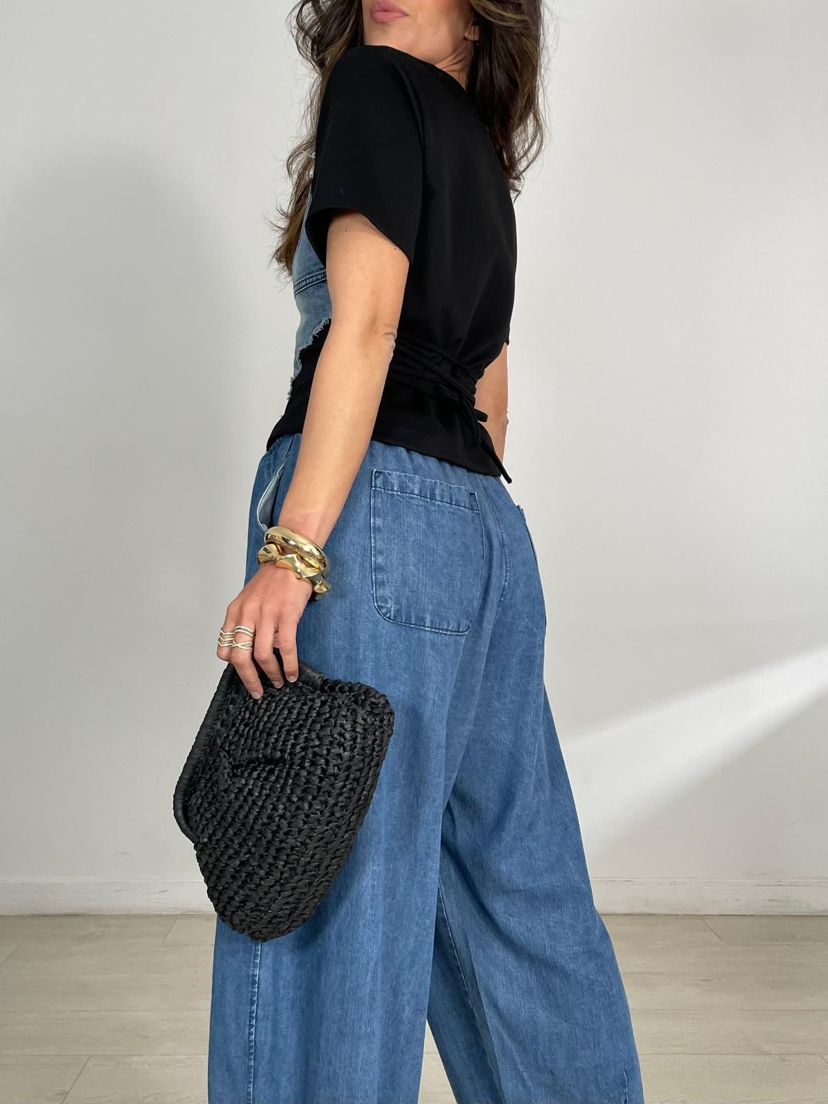 CAMISETA COMBINADA DENIM