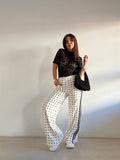 PANTALÓN ANCHO LUNARES + RAYA LATERAL