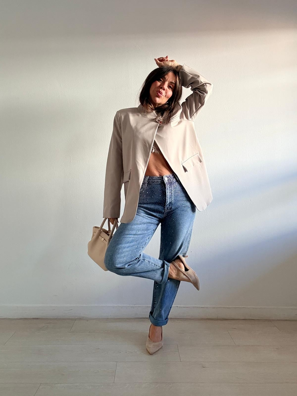 JEANS BLUE STRASS BALLOON