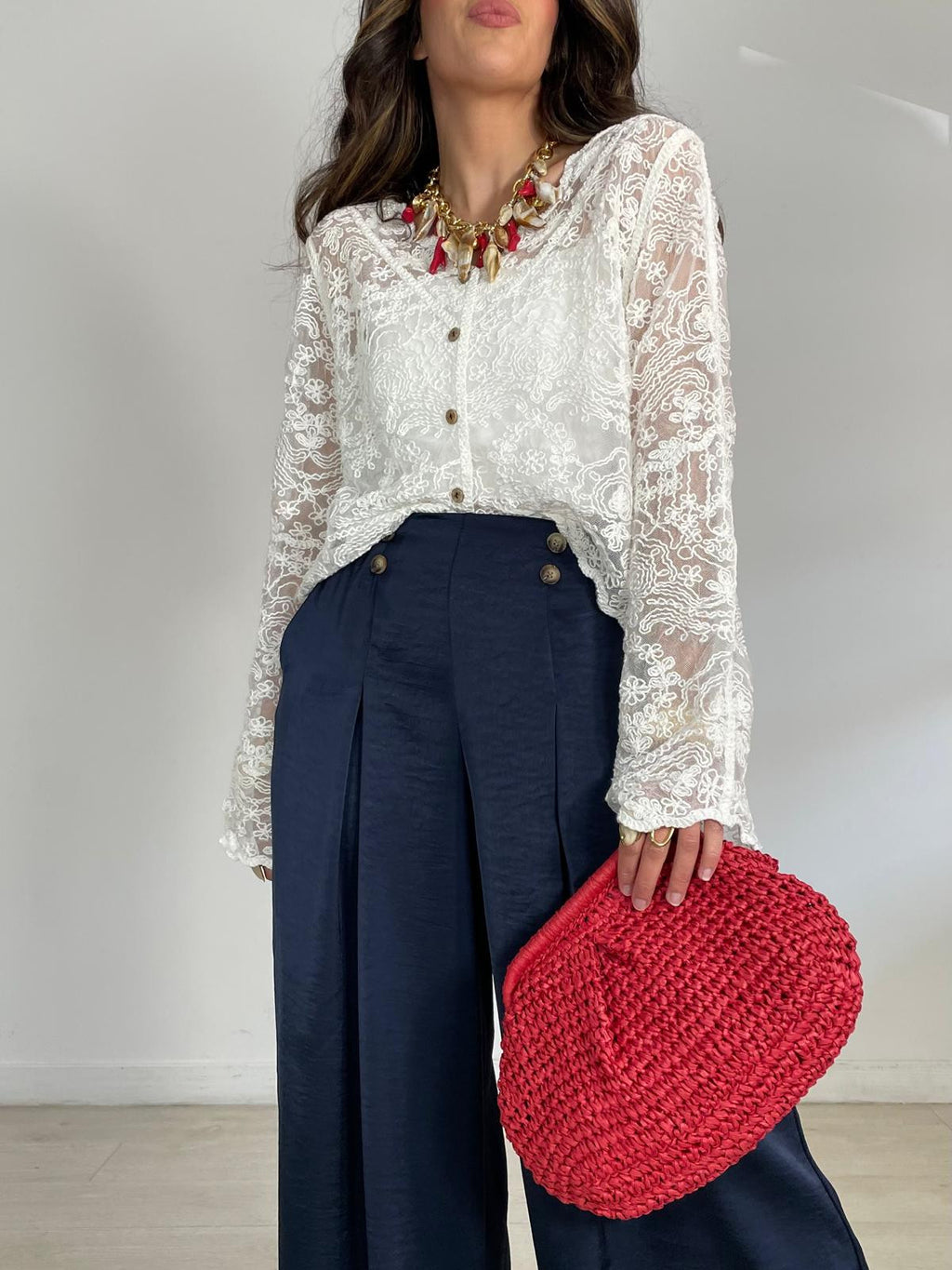 PANTALÓN SATINADO PLIEGUES ACAMPANADO